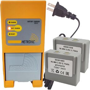 (2Pcs Battery with Charger) UCH-2 Battery Charger (Input 90-270VAC Out 300/780mA) with 3.6Volt 2750mAh 68301000 Batteries, Hetronic 68301000 (68300900) Battery with Charger