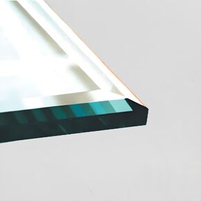 20" Inch Square Glass Table Top - 3/8" Thick - Double Bevel Edge - Eased Corners, America Glass by Glass Beveling Service