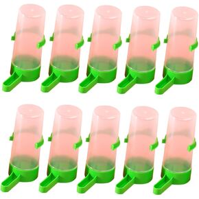 POPETPOP 20PCS Small Bird Feeding Cups Portable Parrot Food and Water Dispenser Easy Clean Leak Design for Birds Budgies and Small Pets for Cage Use Green