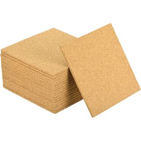 uxcell 8 Pcs Cork Coaster for Drink, 90mm/3.54inch Square Absorbent Reusable Cork Mats Blank Coasters for Wine Glass Cup Mug DIY Crafts (3mm Thick)