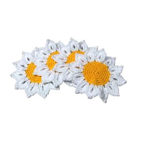Crochet Daisy Flower Coaster - Set of Four (4)