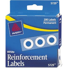 Avery Reinforcements, Roll Dispnsr,1/4" Diameter, 200/PK, White