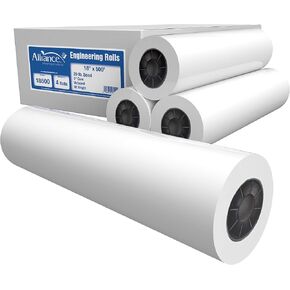Alliance Wide Format Paper Rolls, 20lb with 3" Core (18 In x 500 Ft | 3" Core, 20lb | 4 Rolls)