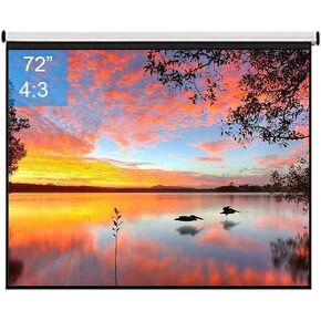 CSCDD 72inch 4:3 Wall Mounted Matte White Projection Pull Down Screen Canvas LED Projector Screen for Home Theater Office