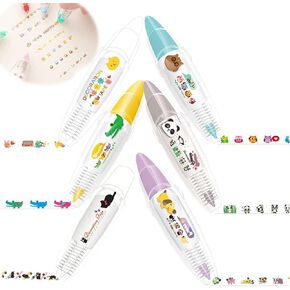 DIY Cute Animals Press Type Decorative Pen, Humorous Decorative Pens, Scrapbooking Diary Decorative Correction Tapes for Kids Gift Class School Supplies,6pcs b
