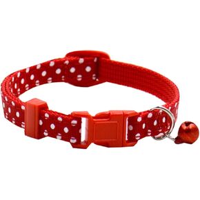 Mikikit Dots Dog Cat Collar with Jingle Bell Lightweight Red Design for Small Pets Durable and Comfortable for Christmas and Everyday Wear