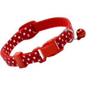 POPETPOP Dots Pet Collar with Jingle Bell for Cats Small Dogs Lightweight and Comfortable Design Durable Buckle Red