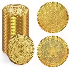 Byhoo 50 PCS Metal Gold Coins,DND Pirate Coins,Stress Relief Tool,with Velvet Drawstring Pouch for Board Games,Role Playing,Treasure Hunts,Pirate Adventure Themed Play Favor