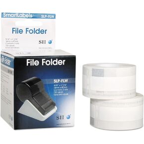 Seiko SLP-FLW Self-Adhesive File Folder Labels, 0.56" X 3.43", White, 130 Labels/roll, 2 Rolls/Box