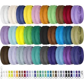 Jexzon 90 ياردة 30 ألوانًا #5 سحاب لفائف النايلون مع 310pcs سحب المعادن لمستلزمات الخياطة DIY (لون الجمع ، #5)