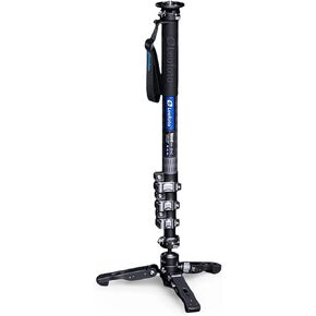 Leofot MV-324CL+VD-03 Long Carbon Fiber Flip Lock Pro Video Camera Monopod with Tripod Stand Max Load 22lb, Height: 1800mm in Kuwait