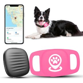 Pet Tracking Device for Dogs, Smart Tag for Comprehensive Location Coverage, Compatible with Apple Find My, Non-GPS Tracking Solution (Pink)