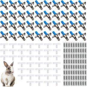 Automatic Rabbit Watering Kit Include 40 Nipple Drinker Feeders, Rabbit Watering System Nipples Waterer Drinking Nipples Rabbits Drinker for Small Animals
