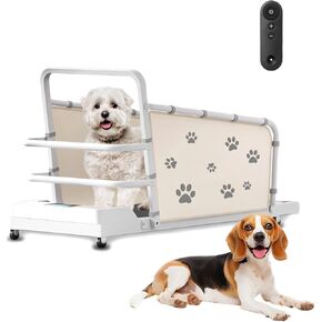 Dog Treadmill for Small & Medium Dogs - Indoor Running Machine with LCD Display, Remote Control, Shock Absorbent, Supports Up to 220 LBS, Beige Color