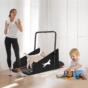 Indoor Dog Treadmill with LED Display, 44.2 x 23.2 inches, 1.5HP Motor, 220 lbs Capacity, Black and Orange