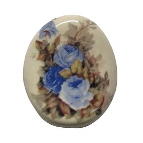 Ceramic Smoke Stone Hand Rolled Unfiltered Cigarette Holder Blue Rose Design