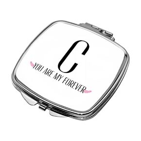 Personalized Handheld Mirror Compact Custom Travel Makeup Mirror for Women Portable Beauty Accessory Gift (YOU ARE MY FOREVER DESIGN)