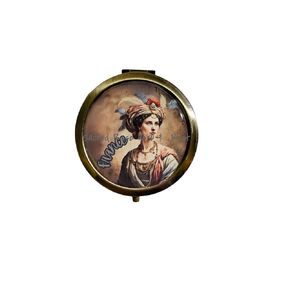 French Woman Compact Mirror Collectors Purse Mirror On the Go Makeup Touch Ups