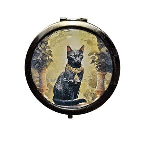 Cat Magick Mirror Antique Bronze Compact Travel Mirror Handcrafted Feline Pocket Mirror Cat Lovers Keepsake Accessory