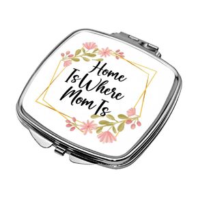 Personalized Handheld Mirror Compact Custom Travel Makeup Mirror for Women Portable Beauty Accessory Gift (Frame And Name With Flowers)