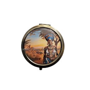 African Global Woman Compact Cosmetics Mirror Portable Collectible Purse Mirror