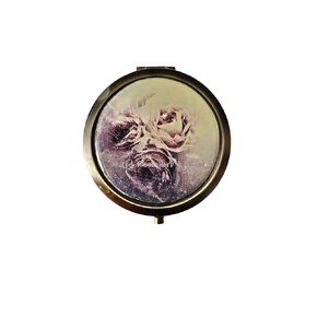 Vintage Rose Antique Bronze Compact Mirror Keepsake Pocket Purse Travel Mirror