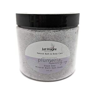 Just Imagine Handcrafted - Plumeria Dead Sea Mineral Bath Salt Soak, All Natural Handmade 16 oz