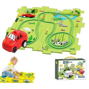 DIY Assembling Electric Trolley, 2024new Toddler Puzzle Track Play Set with Vehicles, Puzzle Track Car Playset, Birthday Gift for Kids Ages 3+, Enhance Parent Child Relationship (All Cars)