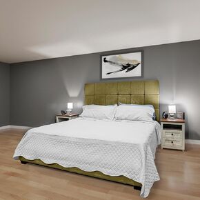 Handmade Upholstered Headboard Panels | Peel and Stick Wall Panels | DIY Headboard Panels for Twin, Full, Queen, & King | (Olive) (8 Piece)