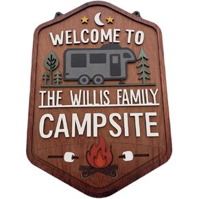 Welcome To Our Campsite, Campsite Sign, Personalized Camping Sign, Family Name Camper Decoration, With Wool Case, Custom RV Choice, Campervan, Hiking (RV camp, Size L: 21 x 15 inch) in Saudi Arabia