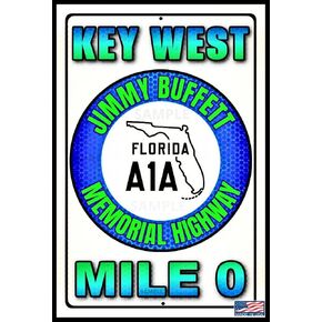 WORLD'S GREATEST SIGNS! KEY WEST MILE 0! 8"x12" Metal Made In The USA! Tiki Bar Sign Happy Hour Lounge Pub Pool Hot Tub Beach Decor