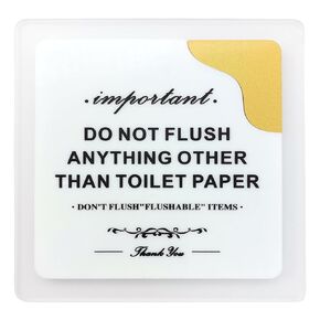 Do Not Flush Sign for Bathroom, 4.7×4.7 inch 3D Acrylic Signs, Air bnb Essentials for Hosts - Septic System Sign - Flush Only Toilet Paper Signs (1 Pack, Do not flush rules sign)