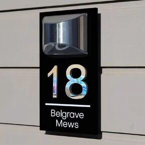 Personalized Solar House Number Plaques with Light Custom Front Door Address Signs for Home Durable and Weatherproof (7.1 * 12.6 (Perfect size))