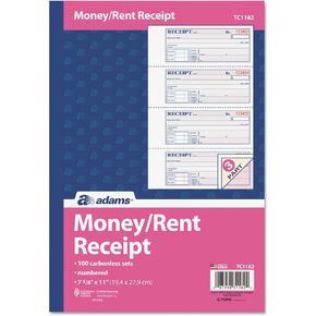 ABFTC1182 - Adams TC1182 Tape Bound Money/Rent Receipt Book