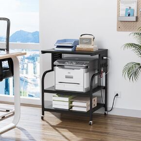 VINGLI 4 Tier Printer Stand with Adjustable Storage Shelf, Printer Cart with Drawer & Power Strip, Large Tall Printer Table with Wheels for Home Office Small Spaces Organization, Rustic Brown in Saudi Arabia