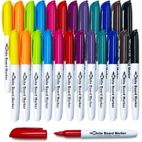 SFAIH Low Odor Dry Erase Markers Fine Tip - Whiteboard Markers 24 Pack 12 Assorted Color, Fine Tip Dry Erase Markers For Kids Adults, Color Markers for Classroom