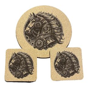Steampunk Horse Coaster and Trivet Gift set! Beautiful Gift for Horse lovers