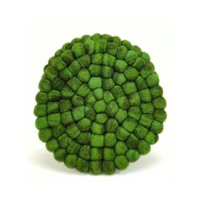 Handmade Felt Ball Trivet Set (2) - 100% Wool Potholders, Heat Resistant, Flexible, Durable Mats - Round - GreenTie Dye