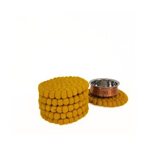Round and Sqaure Mustard Color Trivet Kitchen and Dinning Appliance (Sqaure)