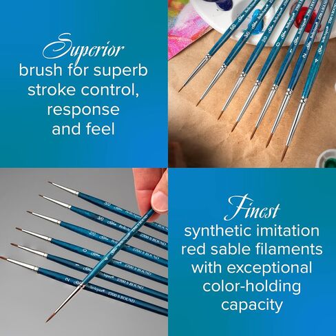 Silver Brush Limited 2800st-8 Beleaqua مقبض فرشاة السفر المستديرة مع شعيرات ريد ريد ناعمة ، وفرشاة ألوان مائية فنان محترفة أيضًا للاكريليك ، الغواش ، الحبر ، والصبغ ، الحجم 8 in Kuwait