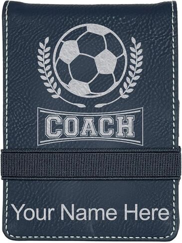 LaserGram Mini Padfolio with Notepad and Pen, Soccer Coach, Personalized Engraving Included (Black with Silver) in Saudi Arabia