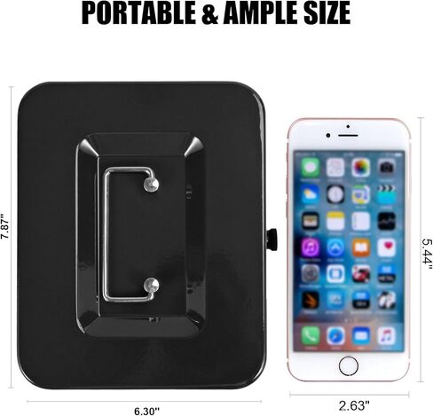 Small Cash Box with Combination Lock and Removable Cash Tray, Metal Money Box for Cash Safe, Durable Double Layer Code Petty Money Organizer for Security, 7.87"x 6.30"x 3.54", Black in Kuwait