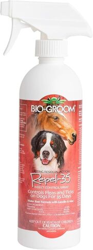 Bio-GROATH Repel-35 Flea & Trick Dog Spray-برغوث ووقاية للكلاب ، وعلاج البراغيث القط ، خالية من القسوة ، مصنوعة في الولايات المتحدة الأمريكية ، طارد القراد الطبيعي ، رذاذ ذبابة للخيول-16 Fl Oz 1 pack in Kuwait