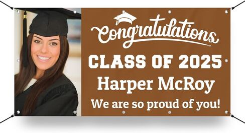 Personalized Graduation Photo Vinyl Banner Sign - Class of 2025 Custom Photo and Name - Milweb1 - Black - 2'x4' in Saudi Arabia