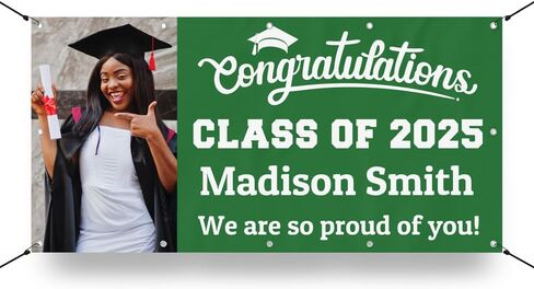 Personalized Graduation Photo Vinyl Banner Sign - Class of 2025 Custom Photo and Name - Milweb1 - Black - 2'x4' in Saudi Arabia