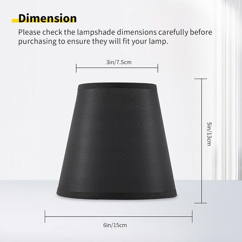 Set of 6 Clip-on Mini Chandelier Lamp Shades,3.5" x 5.1" x 5.5",Small Barrel,Handmade,Traditional Decorative,Natural Linen Lamp Shade,Modern European Style Bell Shade (Black) in Kuwait