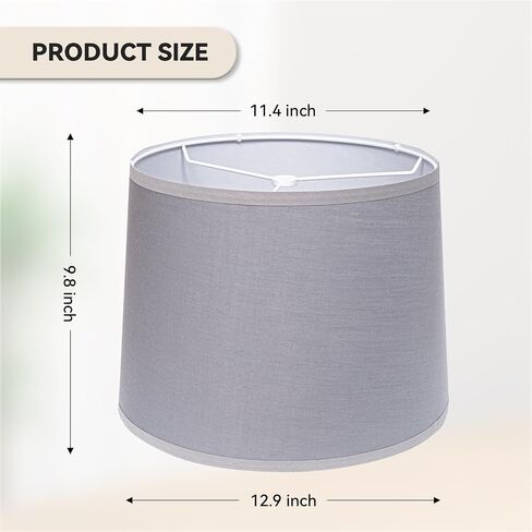 مجموعة ظلال المصباح من 2 - أحرف Lampingades طبل 11.4 "× 12.9" × 9.8 "بوصة ، ومتوسطة القماش بديلة البديل لمصباح الطاولة ، ومصباح الأرض ، والتجميع ، العنكبوت ، الكتان in Kuwait