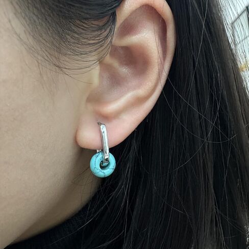 أقراط الفيروز للنساء الفضة الفضية الأقراط في المجوهرات الفيروزية hypoallergenic dangle for women in Saudi Arabia