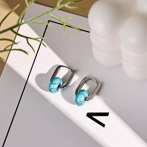 أقراط الفيروز للنساء الفضة الفضية الأقراط في المجوهرات الفيروزية hypoallergenic dangle for women in Saudi Arabia