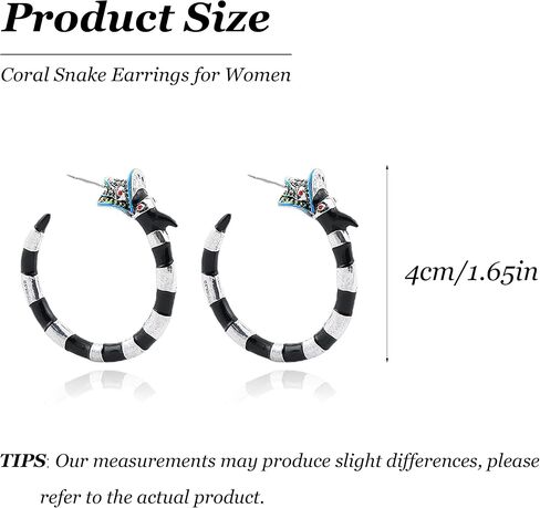Coral Snake Earrings for Women Halloween Snake Hoop Earrings Gothic Sandworm Snake Jewelry Halloween Cosplay Costume Accessories in Saudi Arabia